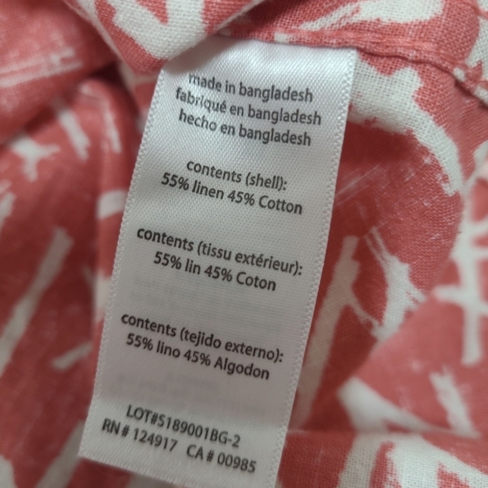 Onia Linen/Cotton Blend Short Sleeve Vacation Camp Shirt Size Large - Picture 3 of 11